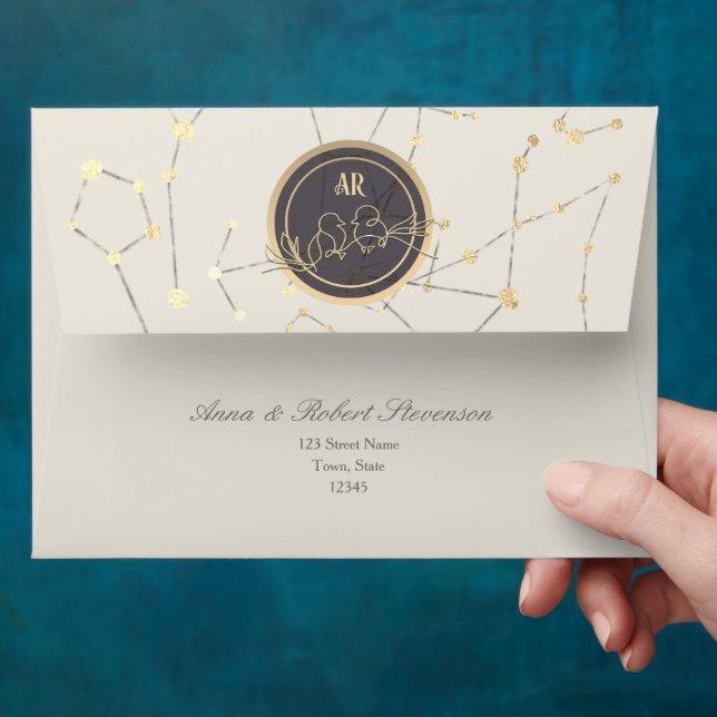 Boho Celestial Gold Wedding Envelope (Hand)