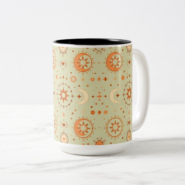 Boho Celestial Mug | Sun & Moon Astrology Art (Front Right)