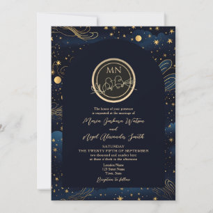 Boho Celestial Night Wedding Invitation