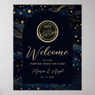 Boho Celestial Night Wedding Welcome Sign