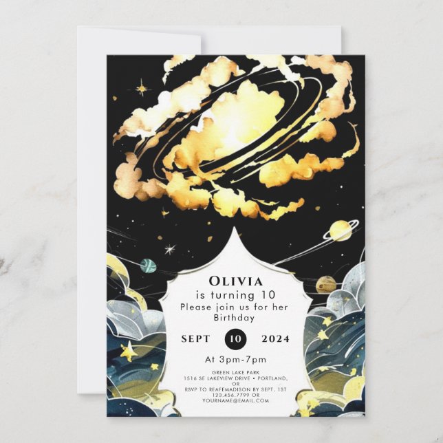 Boho Celestial Space Birthday Invitation (Front)
