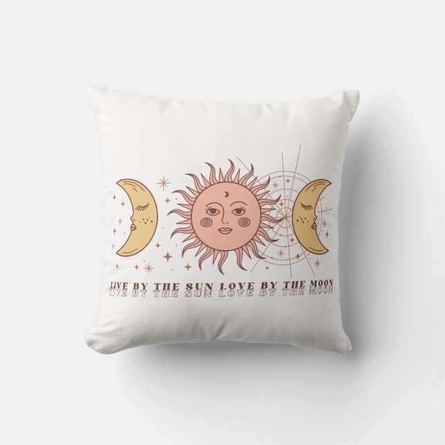 Boho Celestial Sun And Moon Throw Pillow (Front)
