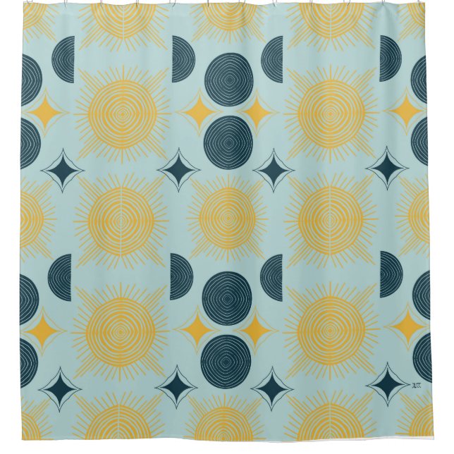 Boho Celestial Sun Moon Blue Pattern (Front)