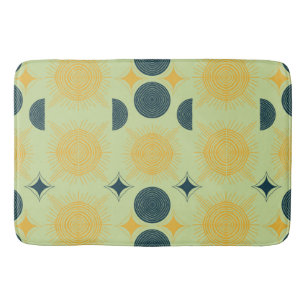 Boho Celestial Sun Moon Mint Bath Mat
