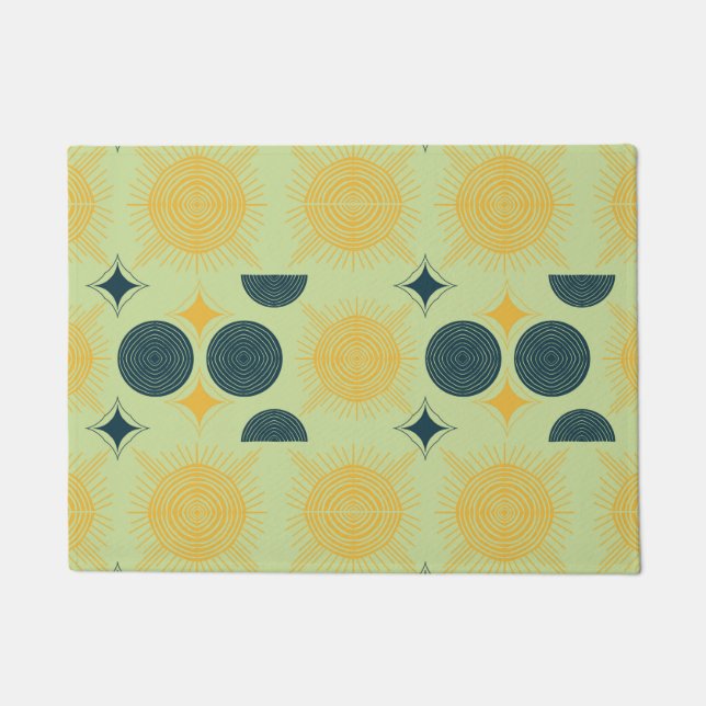 Boho Celestial Sun Moon Mint  Doormat (Front)
