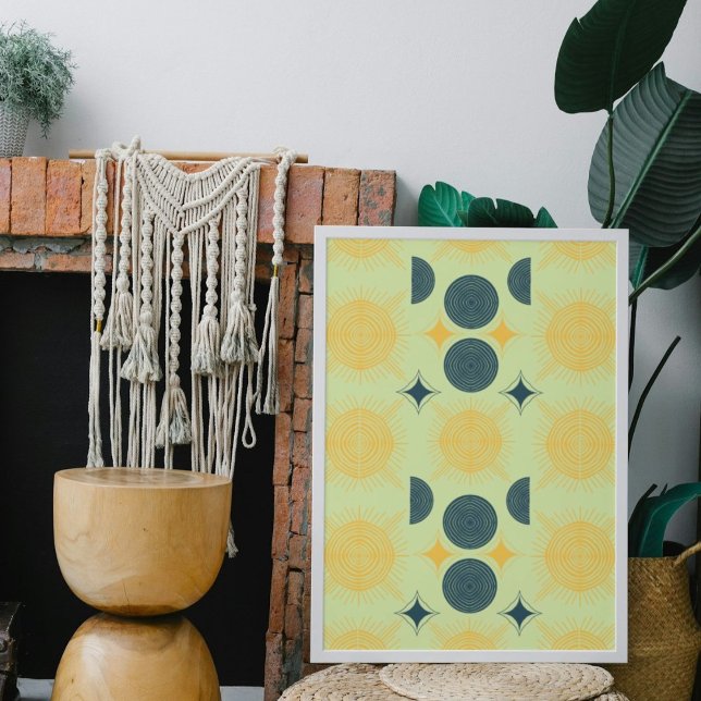 Boho Celestial Sun Moon Mint  Poster (Creator Uploaded)