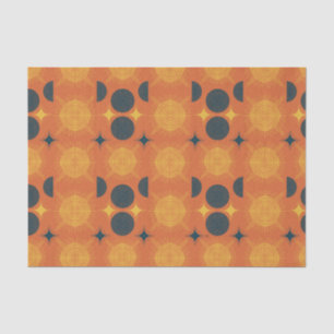 Boho Celestial Sun Moon Orange Pattern Tissue Paper