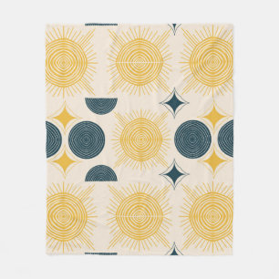 Boho Celestial Sun Moon Pattern Fleece Blanket