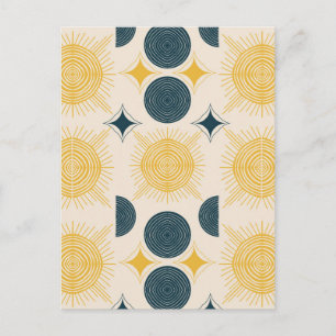 Boho Celestial Sun Moon Pattern Postcard