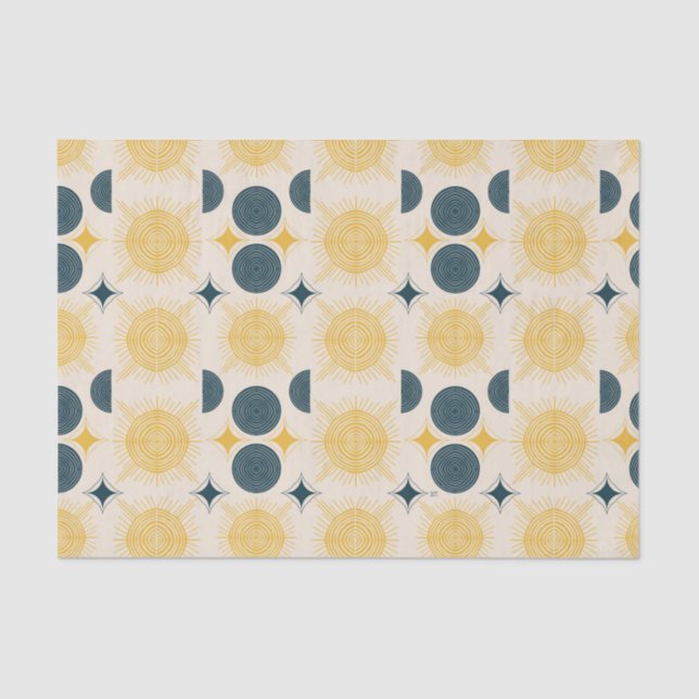 Boho Celestial Sun Moon Pattern Tissue Paper (Front)