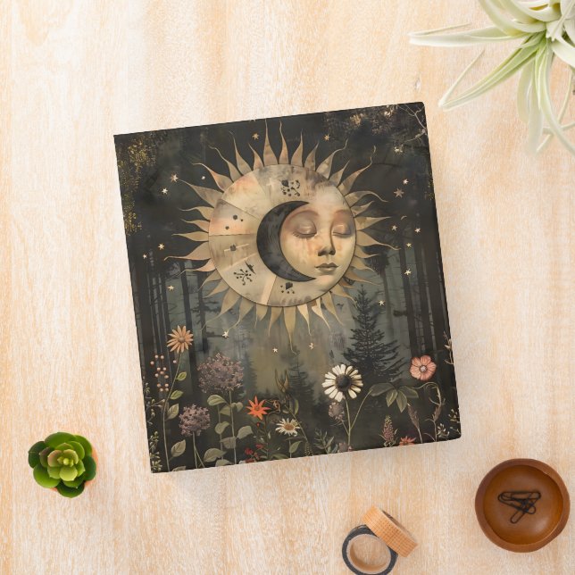 Boho Celestial Sun Moon Wildflower Garden Binder (In Situ)
