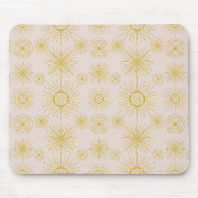 Boho Celestial Sun Stars Blush Pink Mouse Pad (Front)