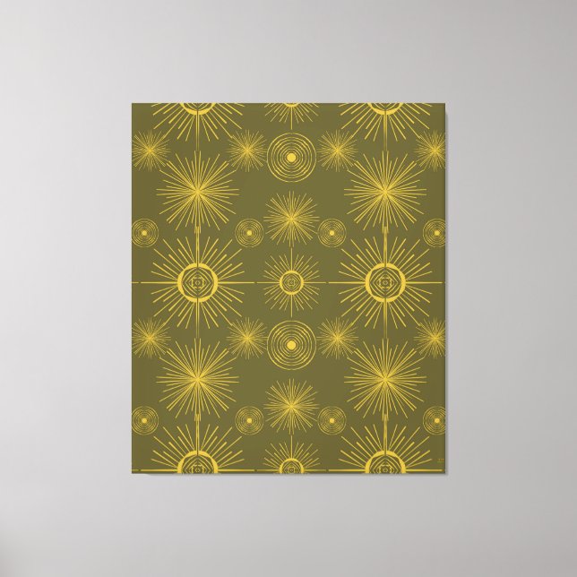 Boho Celestial Sun Stars Green Pattern Canvas Print (Front)