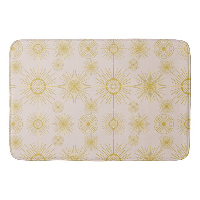 Boho Celestial Sun Stars Ivory Pattern  Bath Mat (Front)