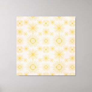 Boho Celestial Sun Stars Ivory Pattern Canvas Print