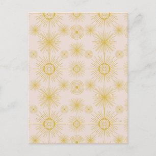 Boho Celestial Sun Stars Ivory Pattern Postcard
