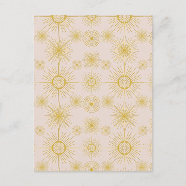 Boho Celestial Sun Stars Ivory Pattern Postcard (Front)