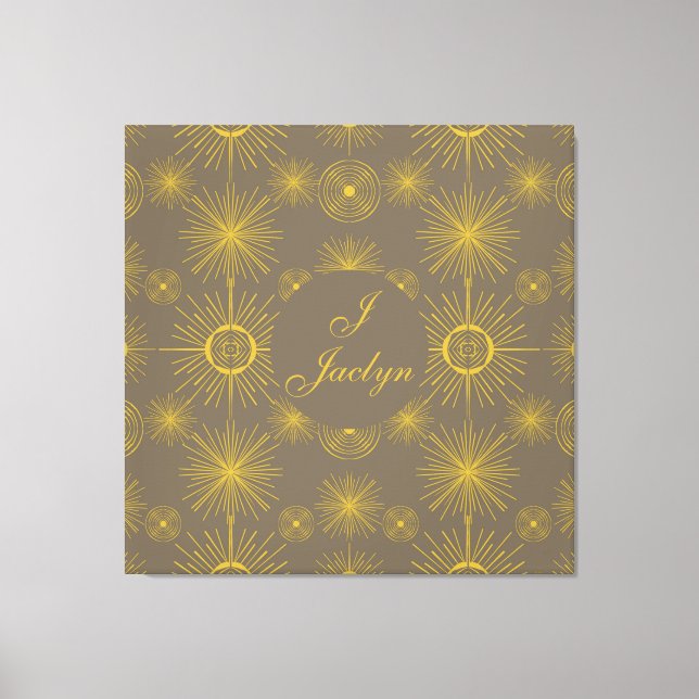 Boho Celestial Sun Stars Personalized Grey  Canvas Print (Front)