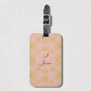 Boho Celestial Sun Stars Personalized Pink  Luggage Tag