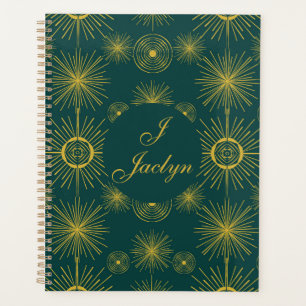 Boho Celestial Sun Stars Personalized Teal Planner