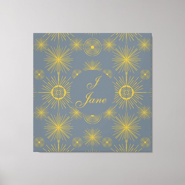 Boho Celestial Sun Stars Personalized Vintage Canvas Print (Front)