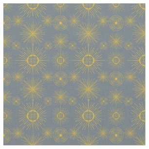 Boho Celestial Sun Stars Vintage Pattern Fabric