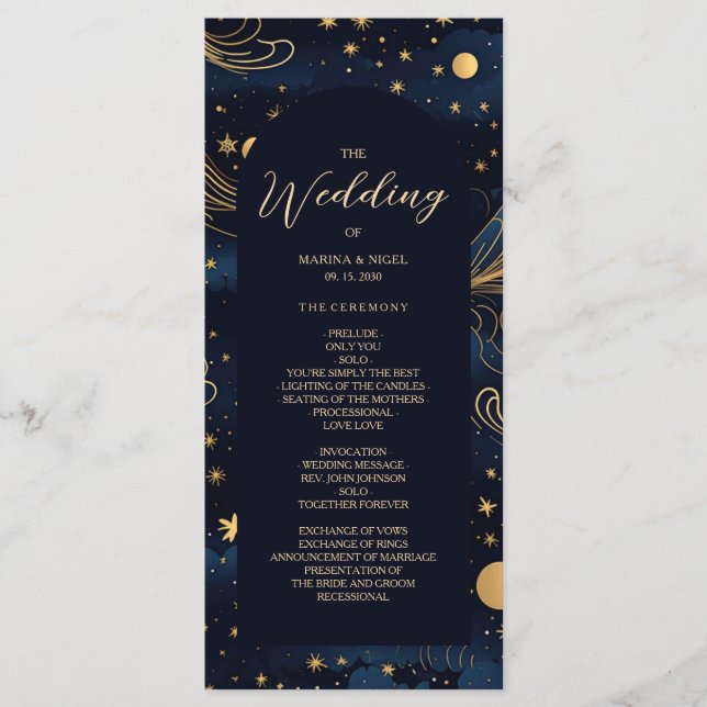 Boho Celestial Wedding Ceremony Program (Front)