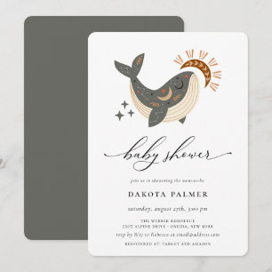 Boho Celestial Whale Baby Shower Invitation