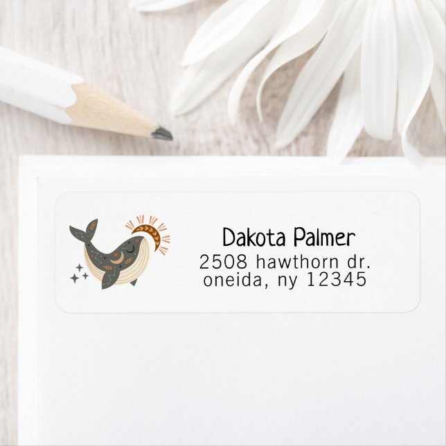 Boho Celestial Whale Return Address (Insitu)