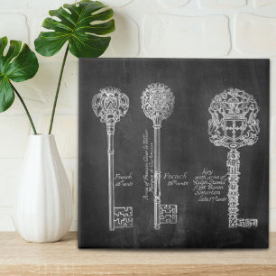 boho Chalkboard Victorian steampunk skeleton keys Tile