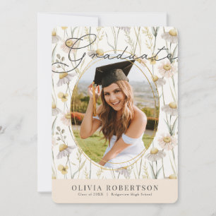 Boho Chamomile Photo Graduation Announcement