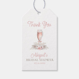 Boho Champagne Glass Pearls&Prosecco Bridal Shower Gift Tags