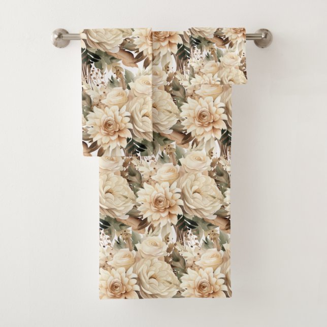 Boho Champagne Gold Ivoire Crème Beige Tan Floral (En situation)