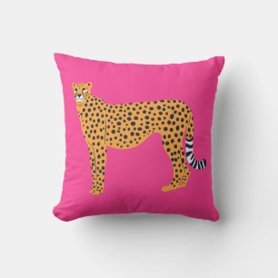 Boho Cheetah on Bright Pink  Throw Pillow