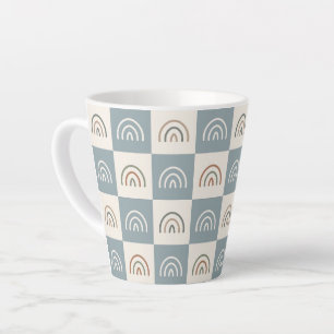 Boho Chequered Rainbow Minimalist Pattern Latte Mug