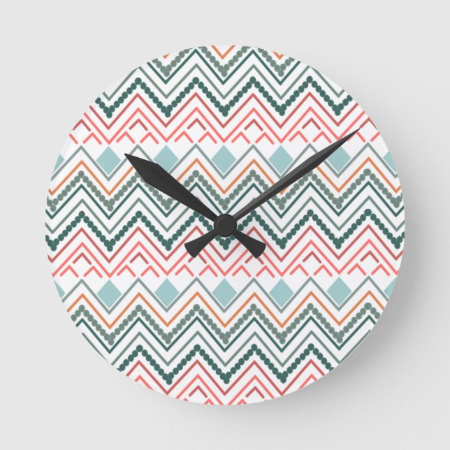 Boho Chevron  Round Clock (Front)