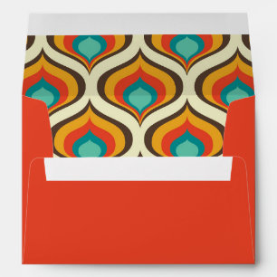 Boho Chic 70's Pattern Orange Return Address Envelope