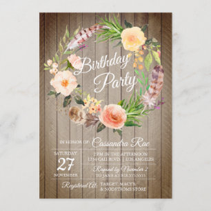 Boho Chic Anniversaire Fête Invitation