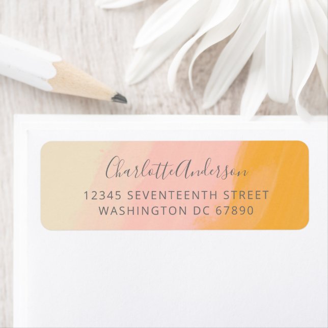 Boho Chic Aquarelle rose Jaune Adresse de retour (En situation)