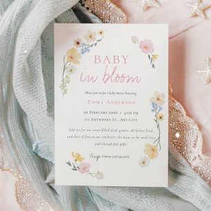 Boho chic Baby in florom baby shower Invitation