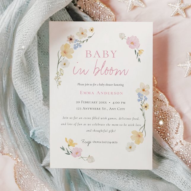 Boho chic Baby in florom baby shower Invitation (Créateur téléchargé)