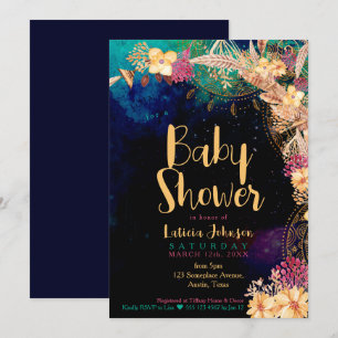 Boho Chic Baby Shower Bohemian Floral & Feathers