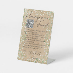 Boho Chic Baby's Breath Rustic Cute Honeymoon Fund Pedestal Sign