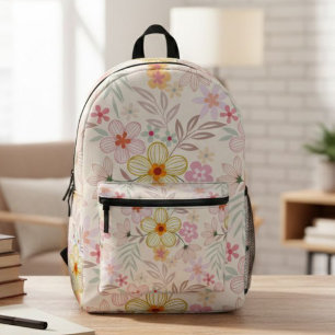 Boho chic backpack, Floral print backpack