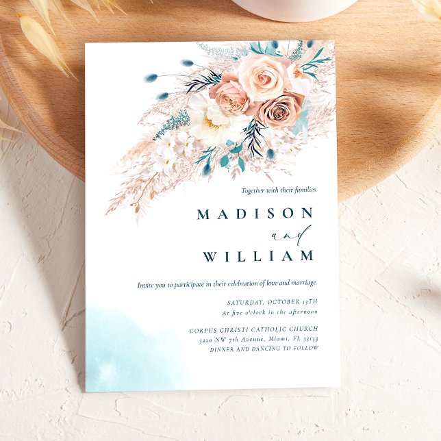 Boho Chic Beach Watercolor Wedding Invitation (Creator Uploaded)