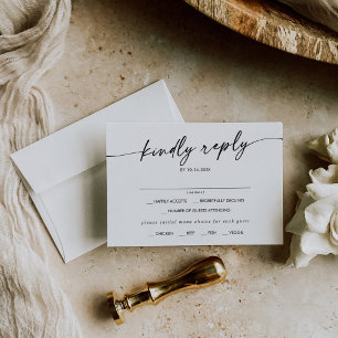 Boho Chic Black and White Menu Choice RSVP Card