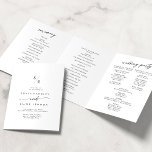 Boho Chic Black and White Monogram Wedding Tri-Fold Programme<br><div class="desc">This boho chic black and white monogram wedding tri-fold program is perfect for a minimalist wedding. The black and white modern bohemian design features simple rustic calligraphy with a unique yet classic style. Perfect for any season: spring, summer, fall autumn or winter. Personalize your wedding program with your initials, names,...</div>