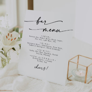 Boho Chic Black and White Wedding Bar Pedestal Sign