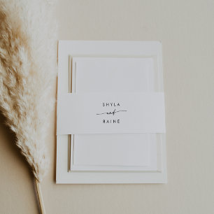 Boho Chic Black and White Wedding Invitation Belly Band