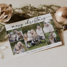 Boho Chic Black White Photo Boho Merry Christmas